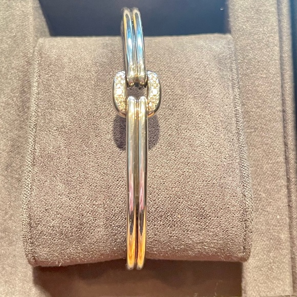 AUTH DAVID YURMAN Diamond Thoroughbred Link Bracelet Sterling Silver NEW RECEIPT - Picture 3 of 7